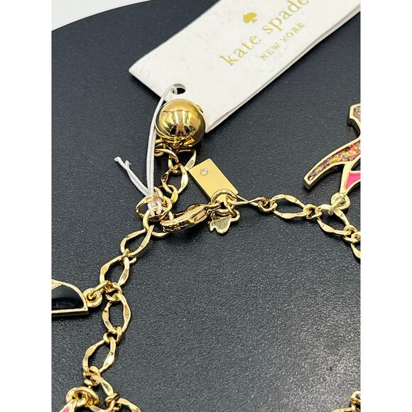 Kate Spade New York "Shoe In" Black Pink Shoe Heel‎ Glitter Charm Bracelet New - Picture 6 of 8